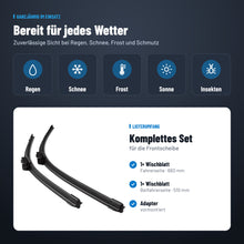 Load image into Gallery viewer, Für jedes Wetter – Lieferumfang des Scheibenwischer-Sets