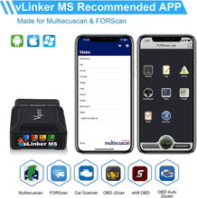 Load image into Gallery viewer, Vgate vLinker MS Bluetooth MFI OBD2 Diagnosegerät Fehlercodeleser OBDII