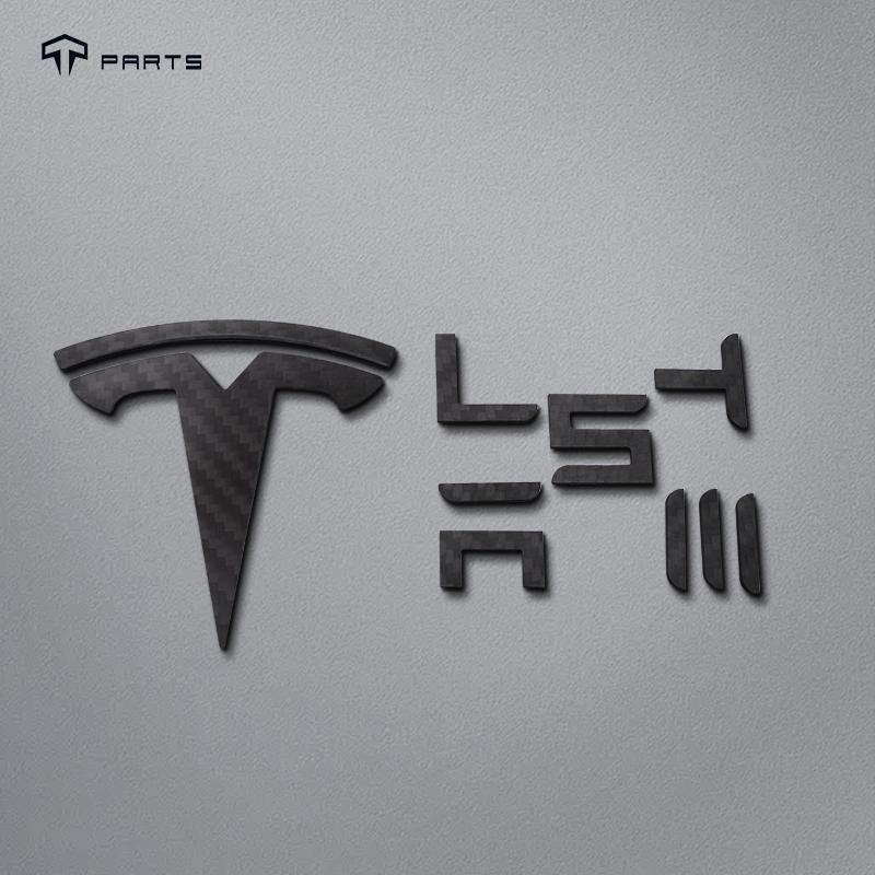 TPARTS Tesla carbon logo and carbon lettering