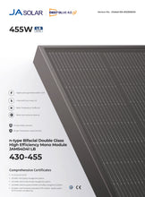 Load image into Gallery viewer, JA SOLAR 435 Watt (JAM54D41) Solar Panel Photovoltaik Modul bifazial
