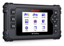 Lade das Bild in den Galerie-Viewer, iCarsoft MT V6 Plus Motorrad Diagnosegerät Multi-Marken | 4″ Button-Scanner | Bidirektional | 21 Marken | 5 Servicefunktionen | 16er-Kabelkit | lebenslang kostenlose Updates
