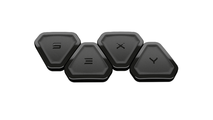 Vier S3XY BUTTONS schwarz + weiß (+ Commander und Kabel) für TESLA